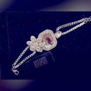 ERICKSON BEAMON ROCKS FLORAL SWAROVSKI BRACELET NEW Tags Arcade SILVER